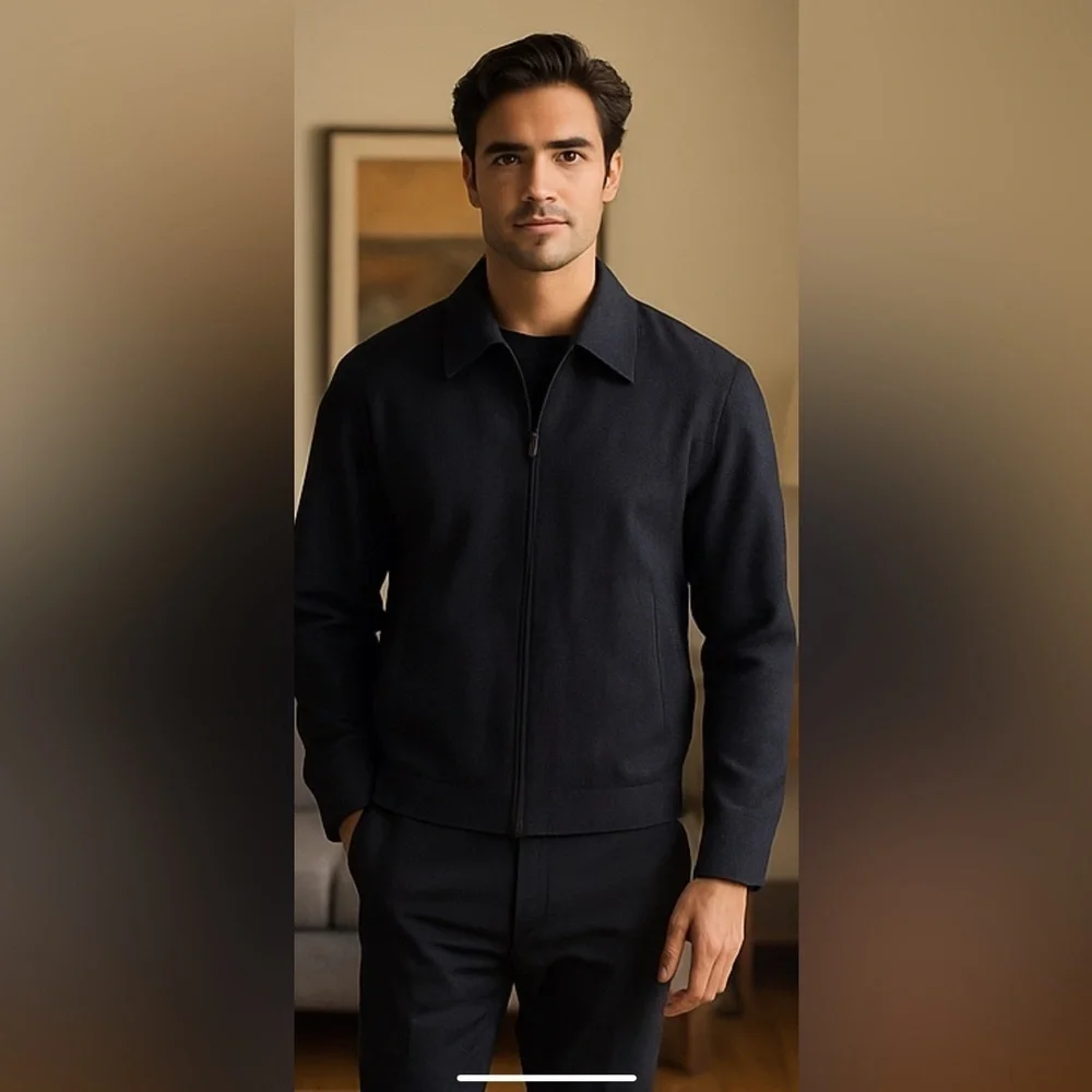 SO by Alexander Van Slobbe Charcoal Gray Wool Zip Sport Coat L